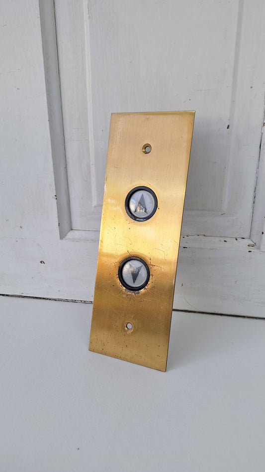 Vintage Brass Elevator Button Panel, Vintage Double Button Elevator Push Buttons