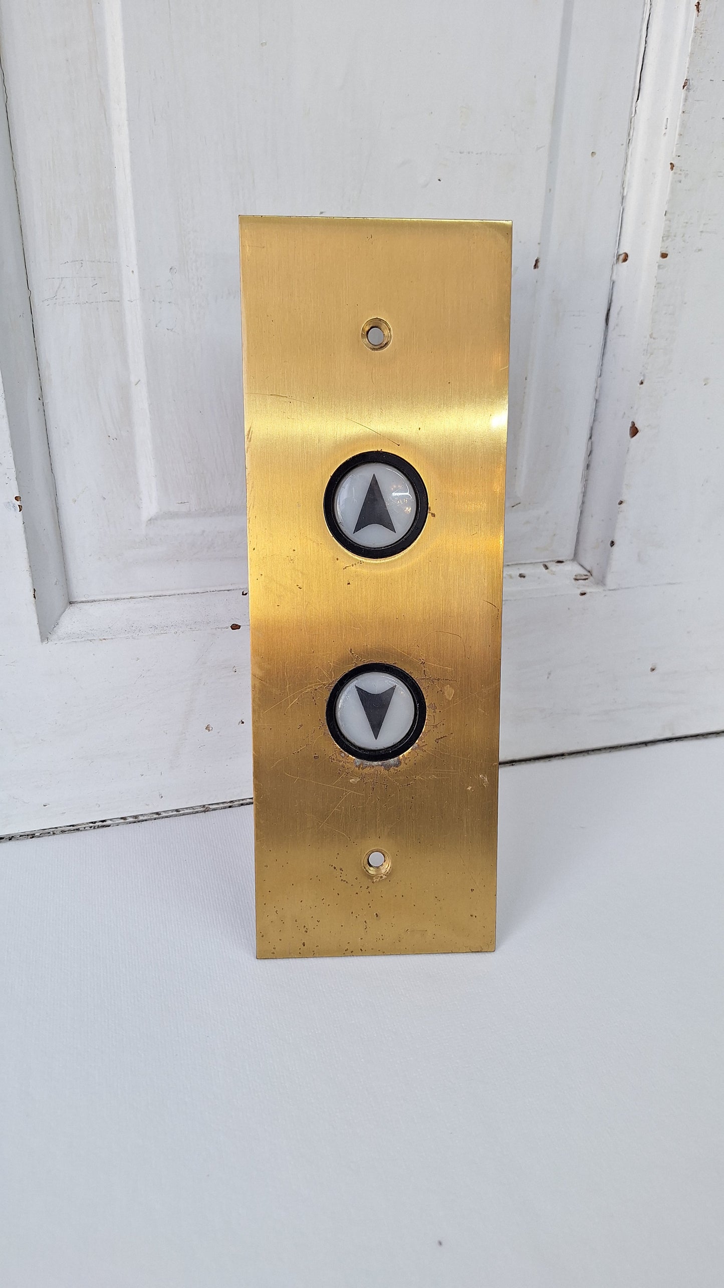 Vintage Brass Elevator Button Panel, Vintage Double Button Elevator Push Buttons