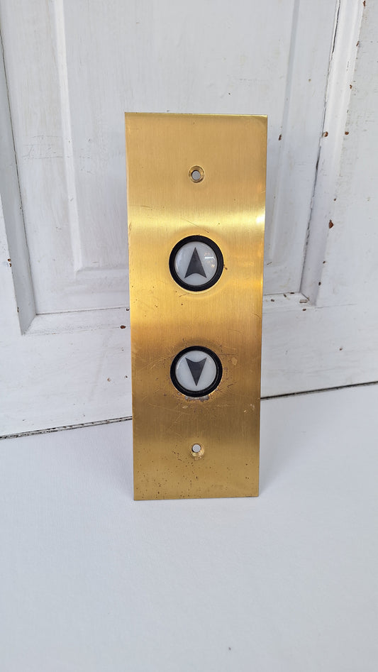 Vintage Brass Elevator Button Panel, Vintage Double Button Elevator Push Buttons
