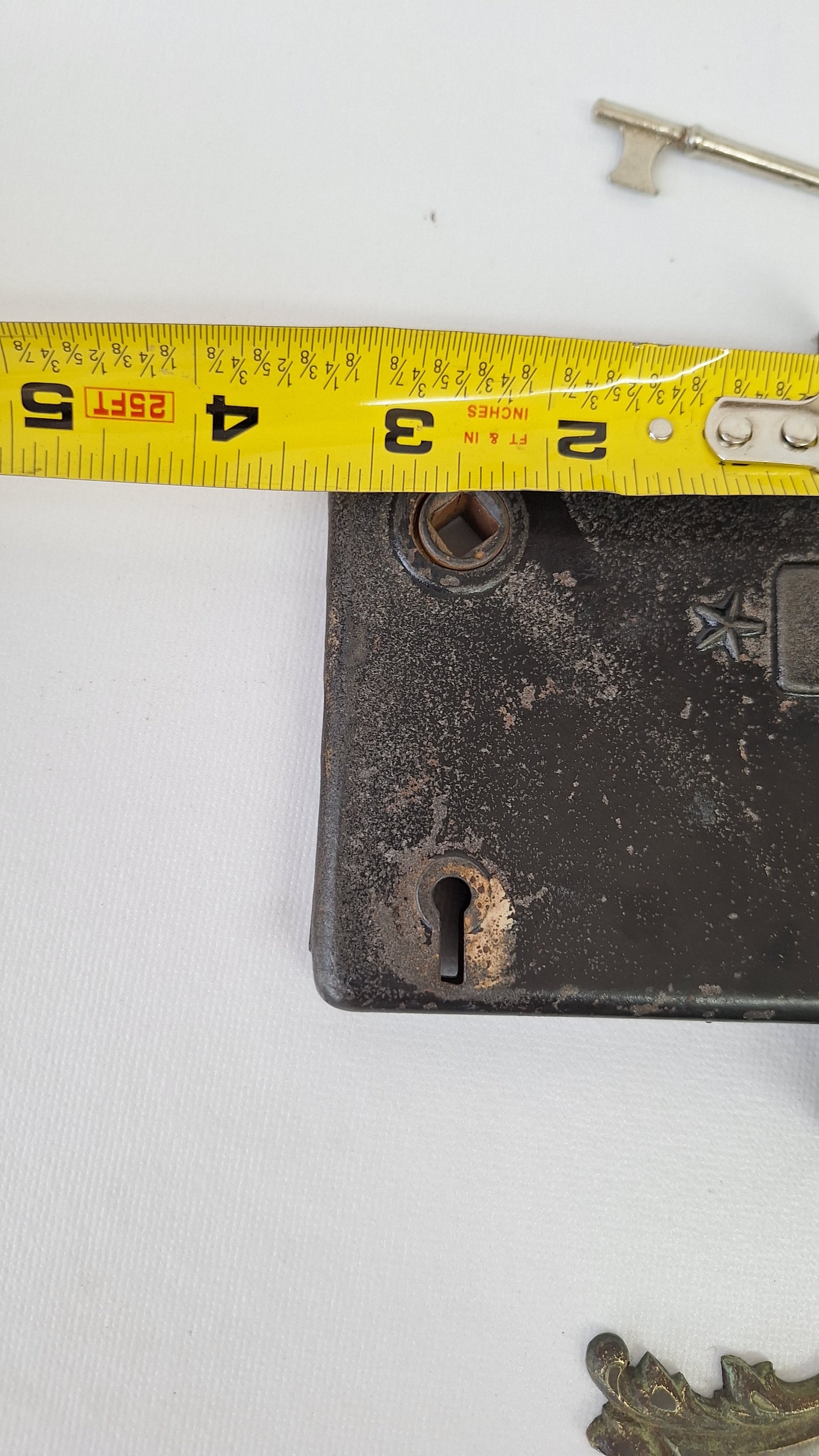 Antique Mortise Lock with Skeleton Key, Antique Keyed Door Lock, Antique Door Card with Working Key