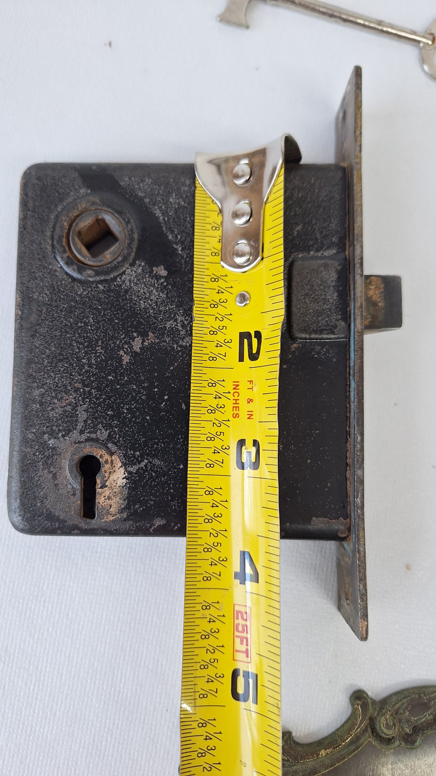 Antique Mortise Lock with Skeleton Key, Antique Keyed Door Lock, Antique Door Card with Working Key
