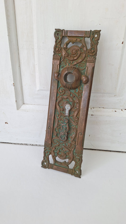 Antique Reading Hardware Bronze Door Large Entry Plate: Colombian Mythical Beast Design