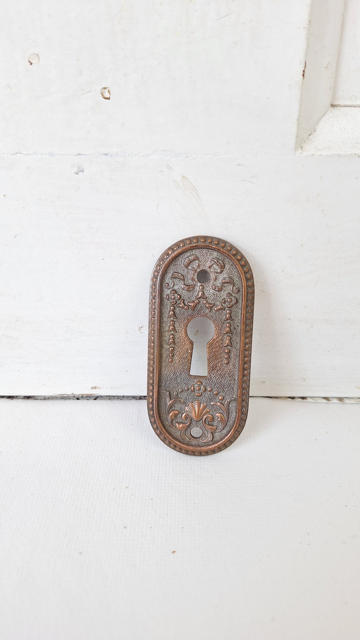 Oval Ornate Victorian Key Hole Cover, Brass Keyhole Escutcheon Plate