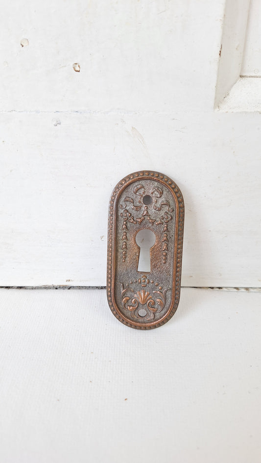 Oval Ornate Victorian Key Hole Cover, Brass Keyhole Escutcheon Plate