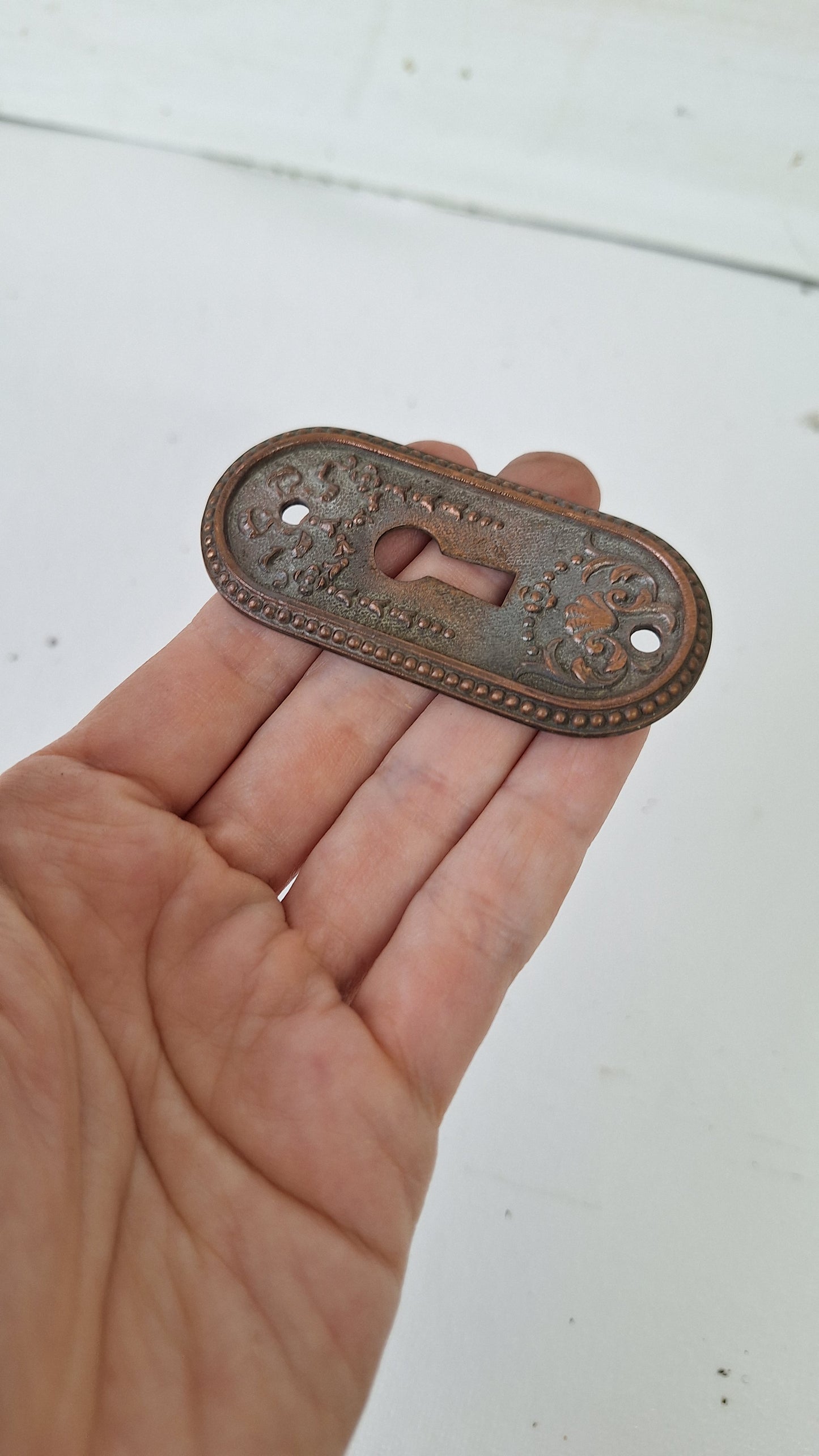 Oval Ornate Victorian Key Hole Cover, Brass Keyhole Escutcheon Plate