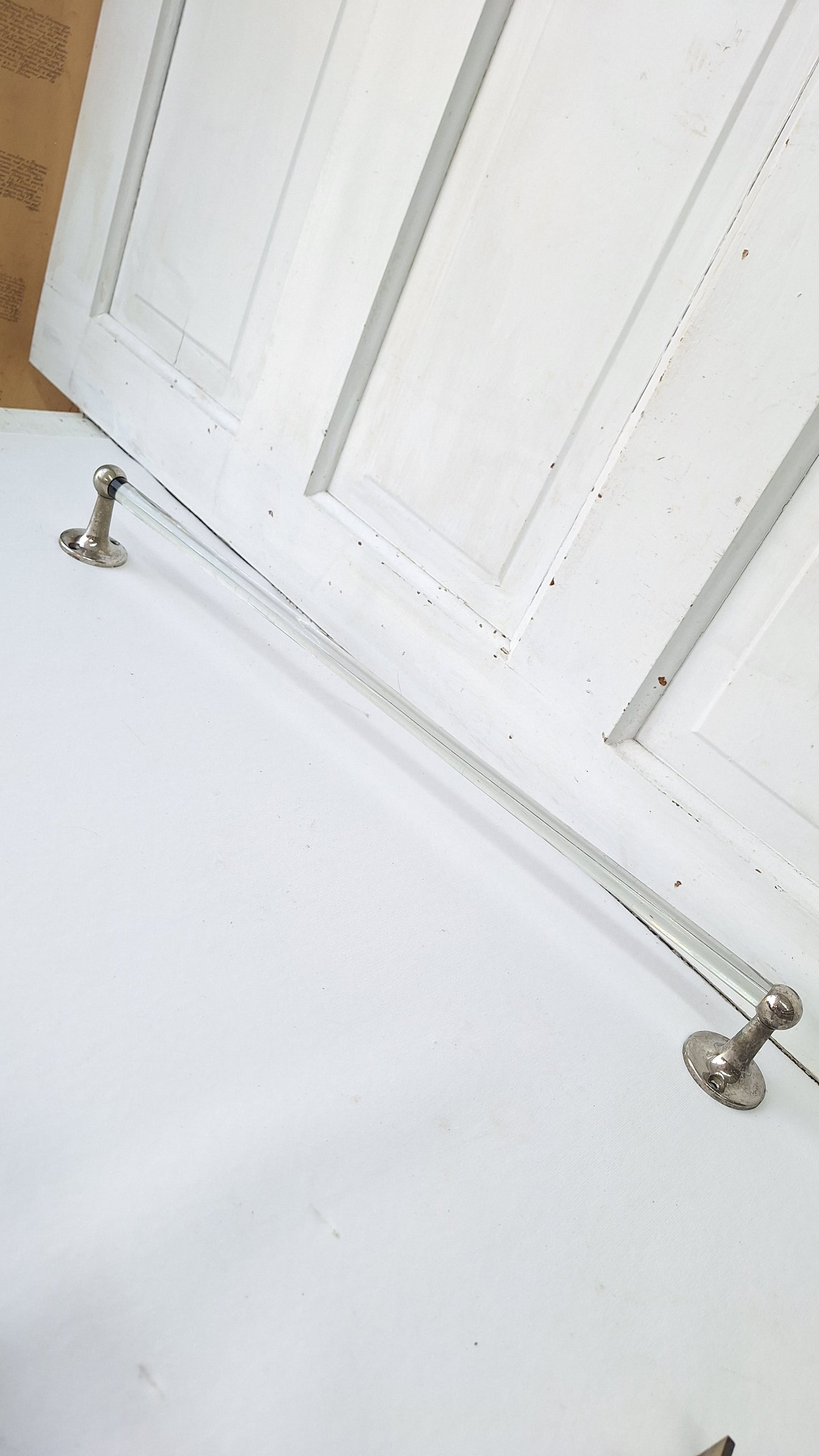 San O La Chrome and Glass Vintage Towel Bar, Vintage Bathroom Wall Mount Glass Towel Rack