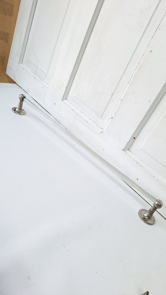 San O La Chrome and Glass Vintage Towel Bar, Vintage Bathroom Wall Mount Glass Towel Rack