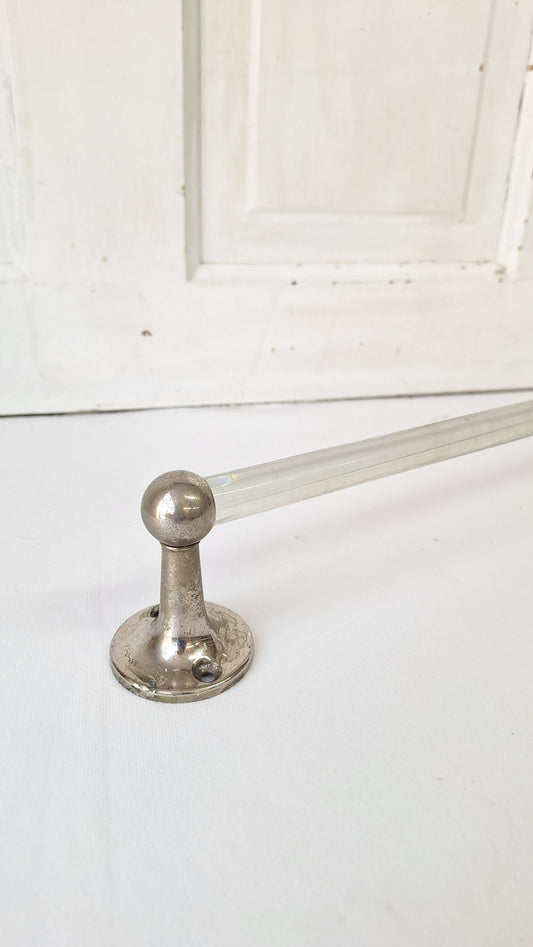 San O La Chrome and Glass Vintage Towel Bar, Vintage Bathroom Wall Mount Glass Towel Rack