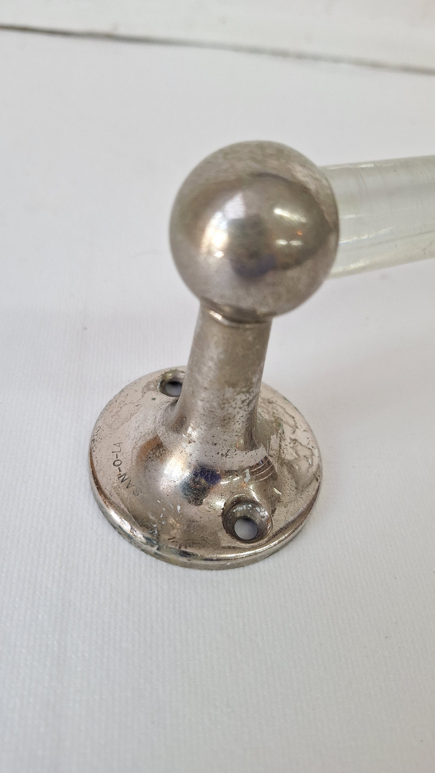 San O La Chrome and Glass Vintage Towel Bar, Vintage Bathroom Wall Mount Glass Towel Rack