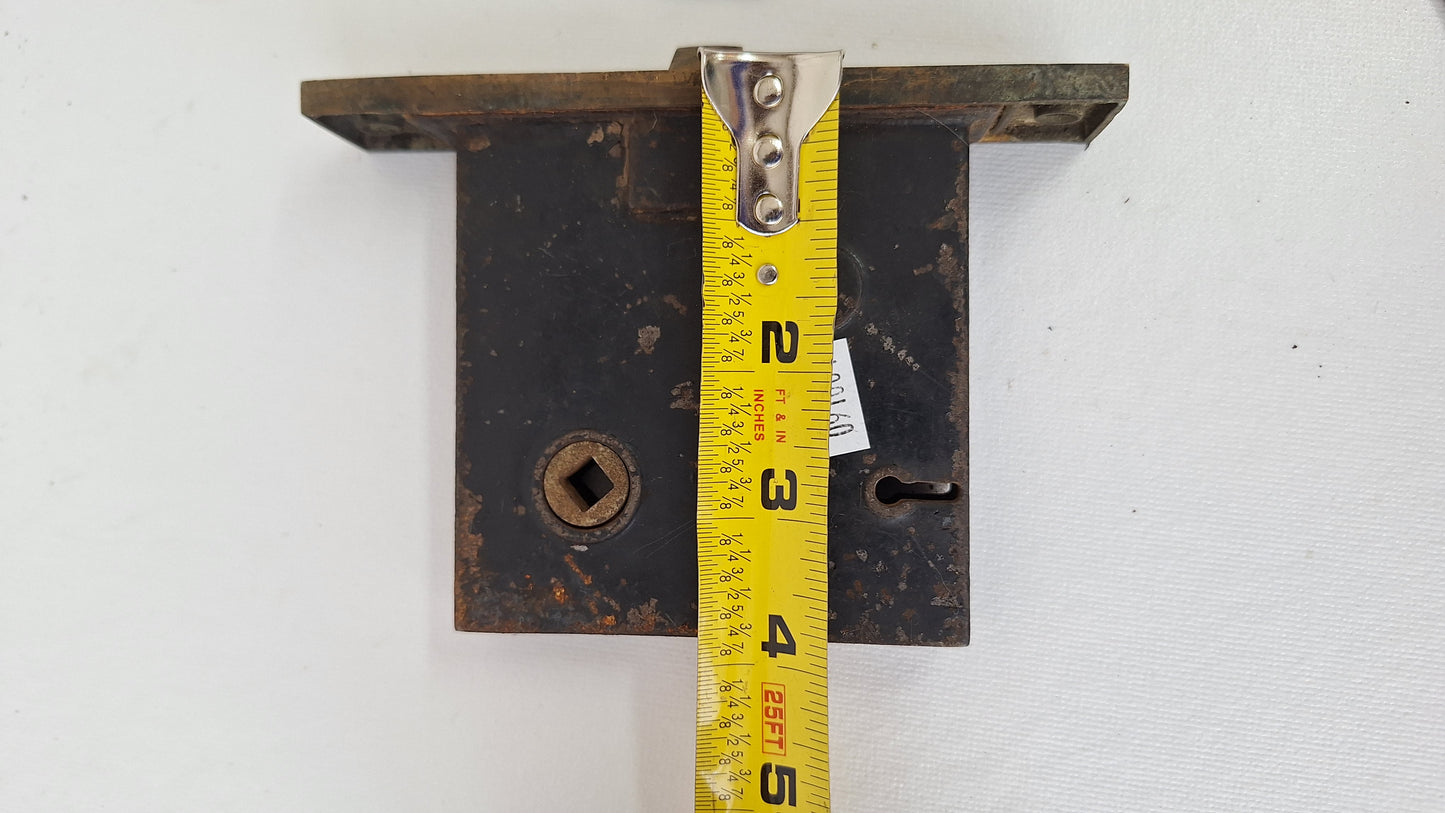 Ornate Door Mortise Lock with Push Button Lock, Strike Plate, and Working Key
