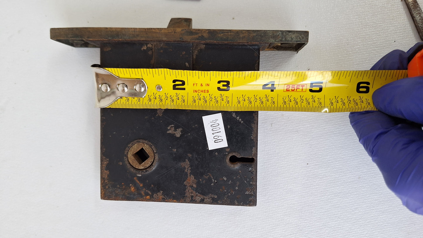 Ornate Door Mortise Lock with Push Button Lock, Strike Plate, and Working Key