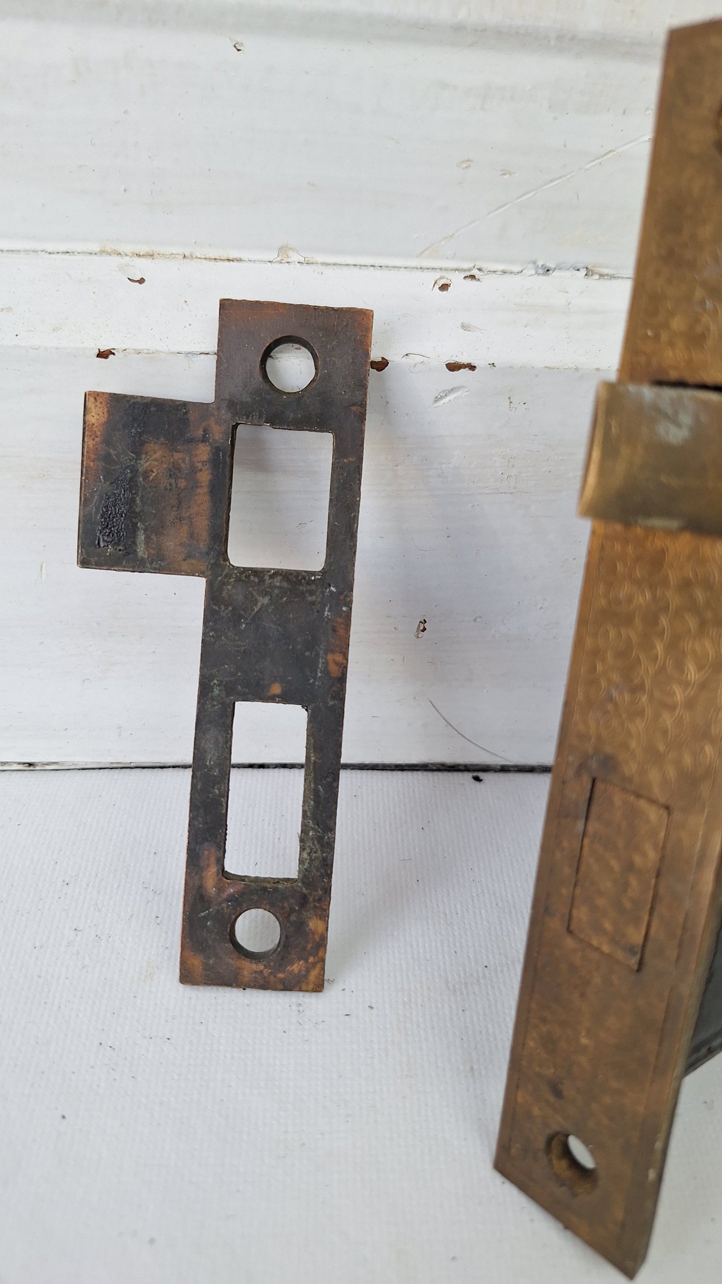 Antique Bronze Mortise Lock with Skeleton Key, Antique Keyed Door Lock with Working Key