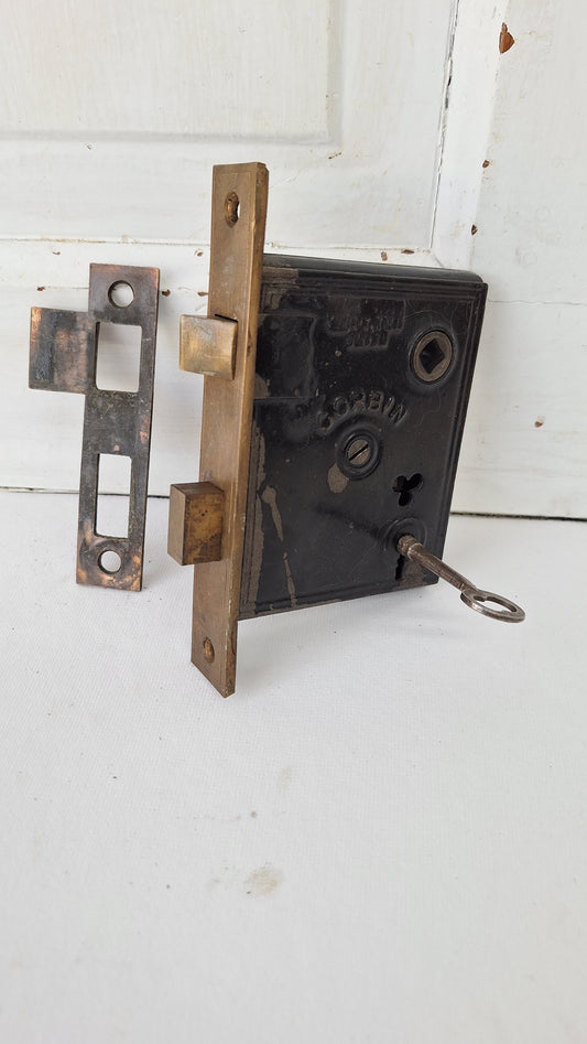 Antique Bronze Mortise Lock with Skeleton Key, Antique Keyed Door Lock with Working Key