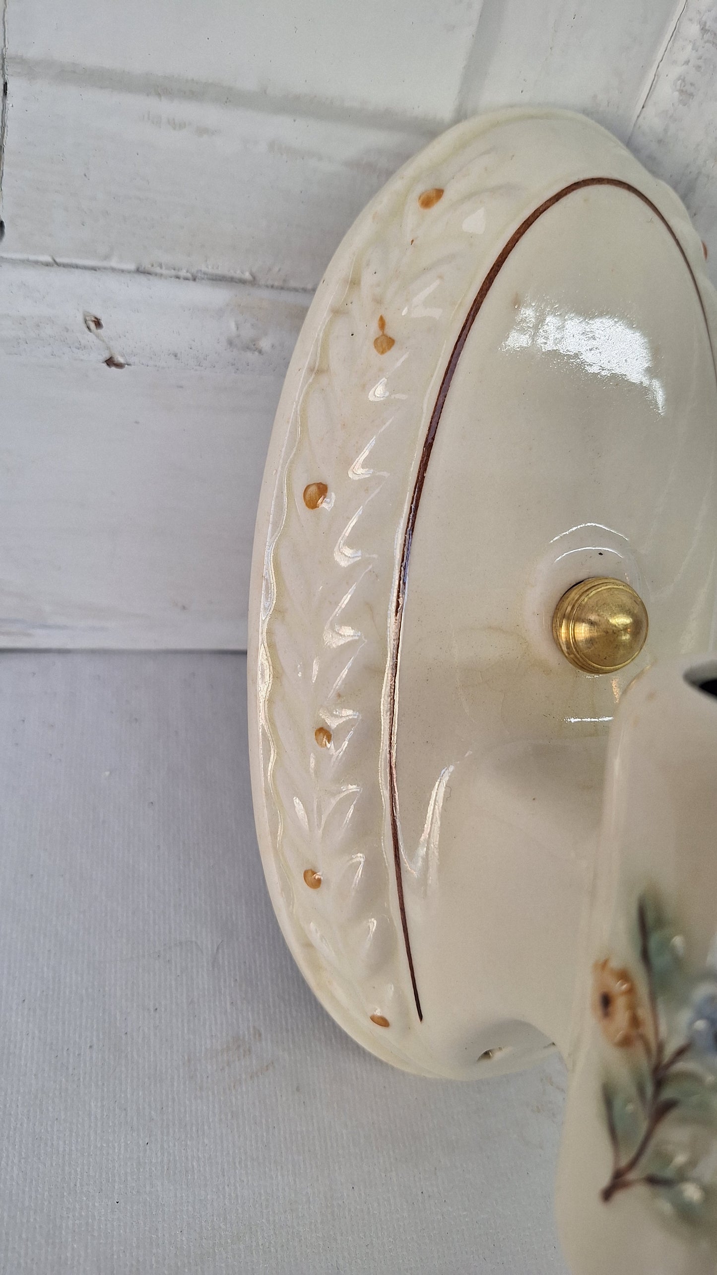 Pair of Vintage Porcelain Bathroom Sconces, Wall Mount Lights, Set of Ceramic Bathroom Vanity Lights