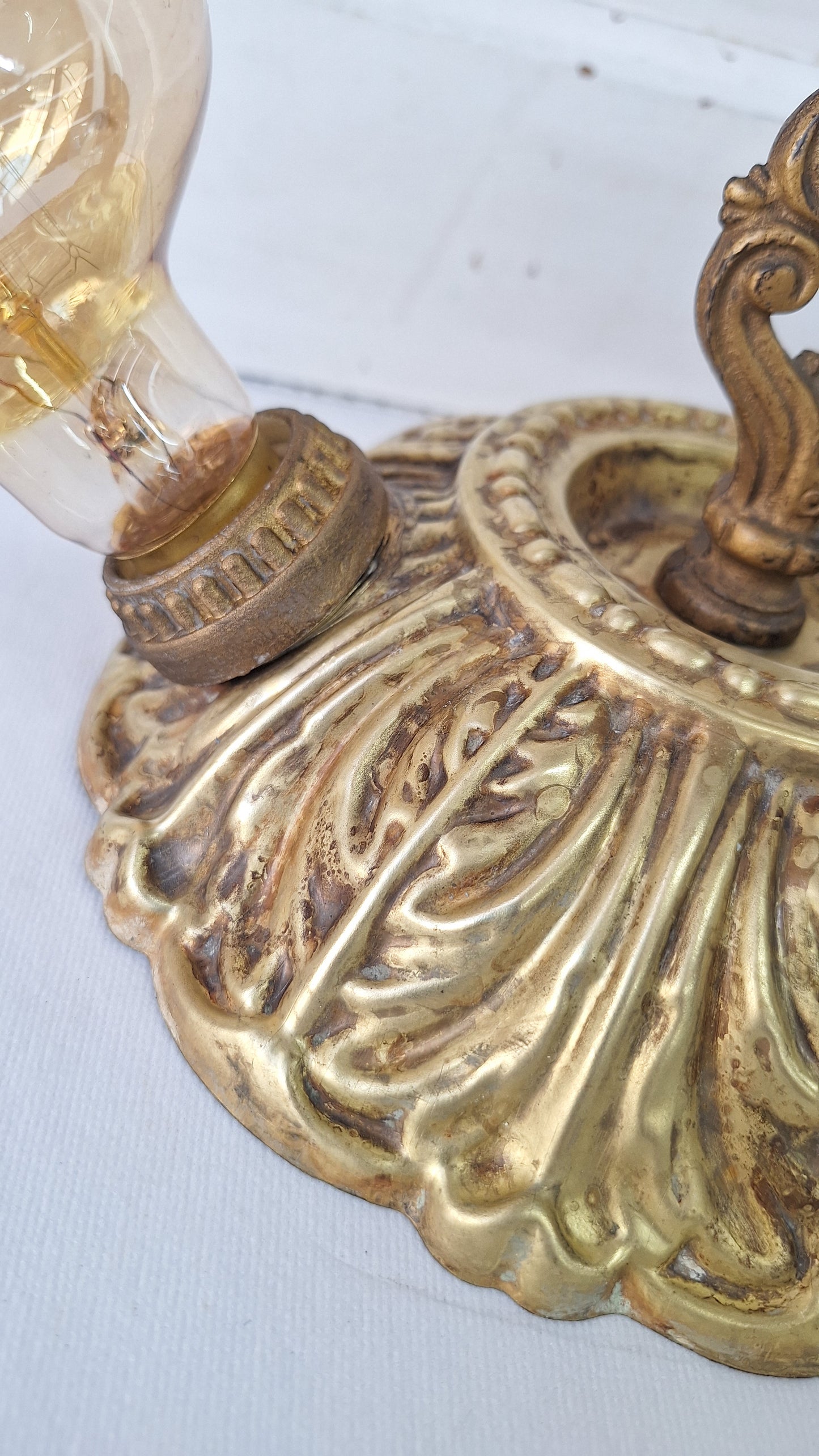 Art Deco Brass Flush Mount Light: Antique Two-Socket Ceiling Fixture