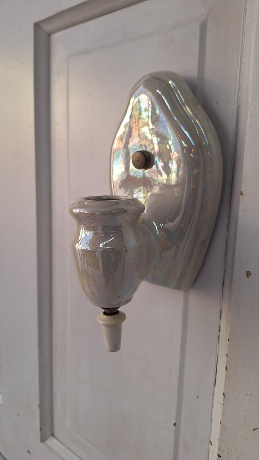 Iridescent Glaze Antique Sconce, Bathroom Vanity Vintage Porcelain Wall Light