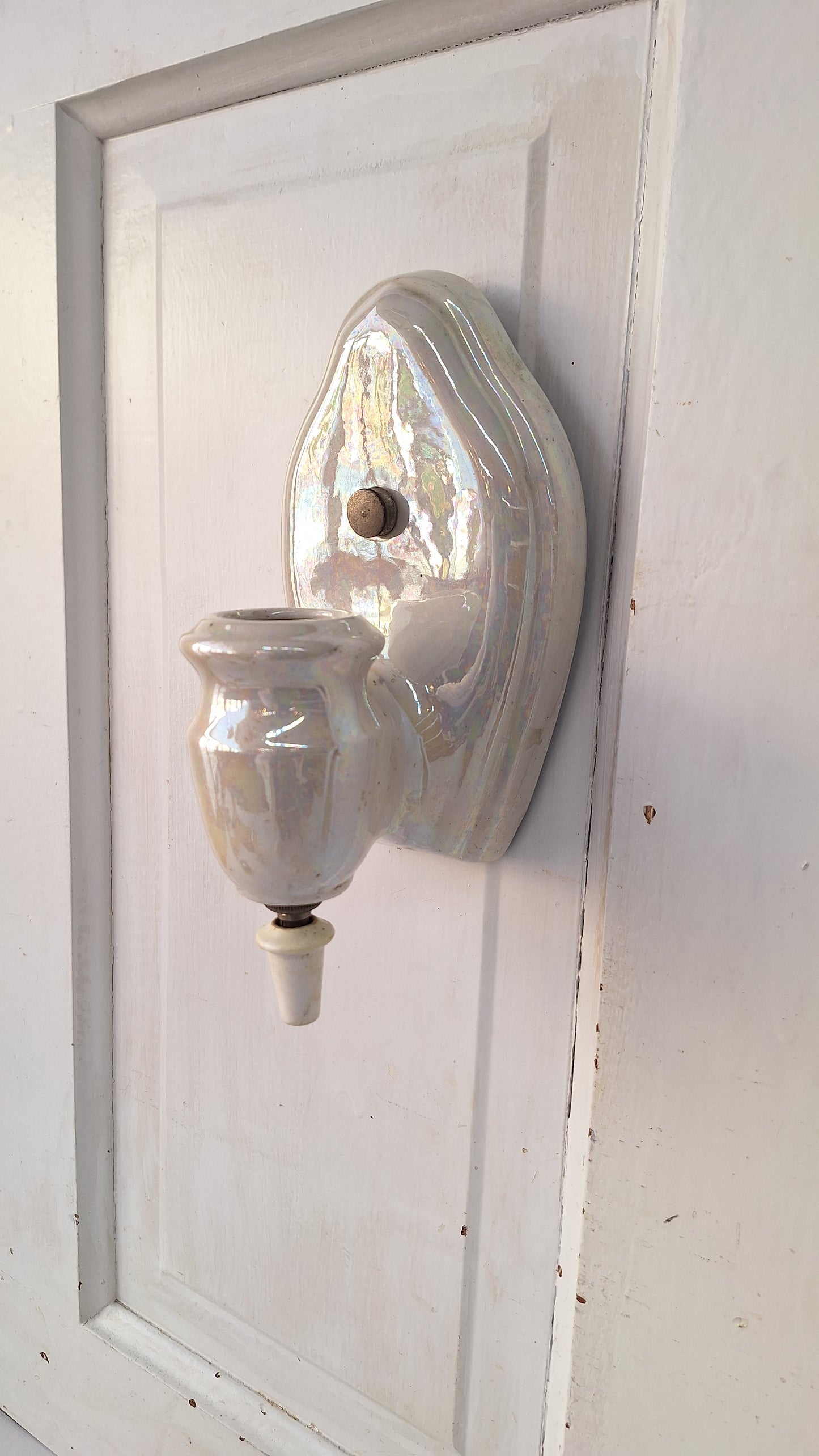 Iridescent Glaze Antique Sconce, Bathroom Vanity Vintage Porcelain Wall Light
