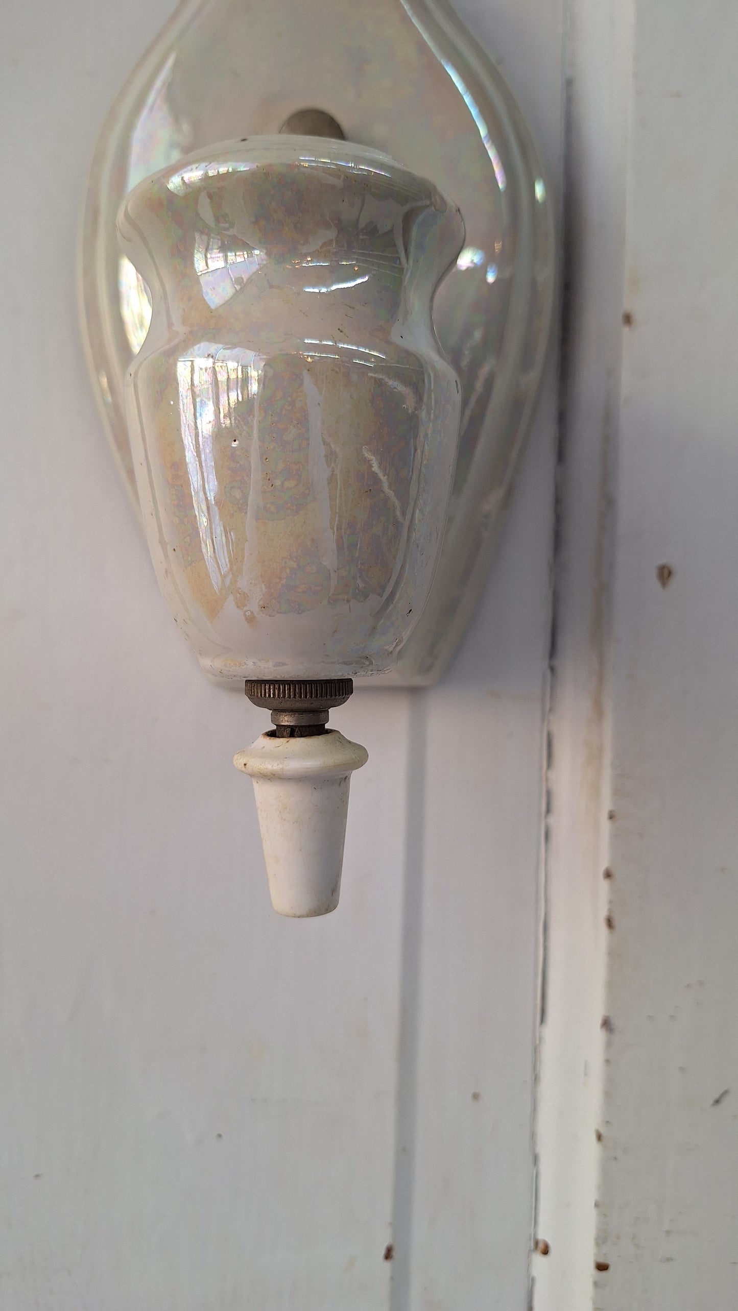 Iridescent Glaze Antique Sconce, Bathroom Vanity Vintage Porcelain Wall Light