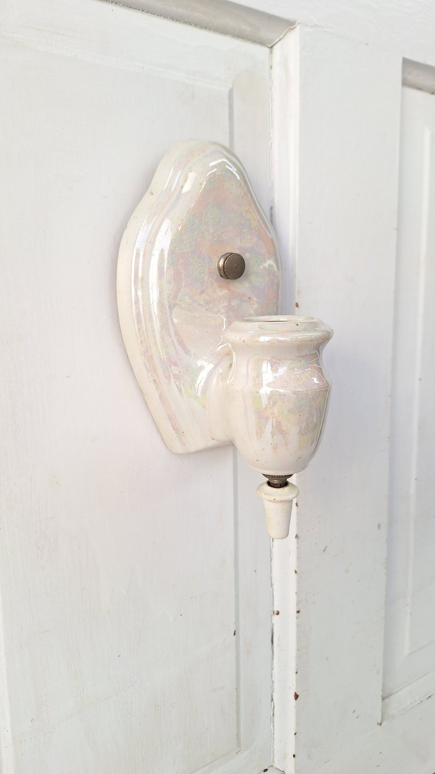 Iridescent Glaze Antique Sconce, Bathroom Vanity Vintage Porcelain Wall Light