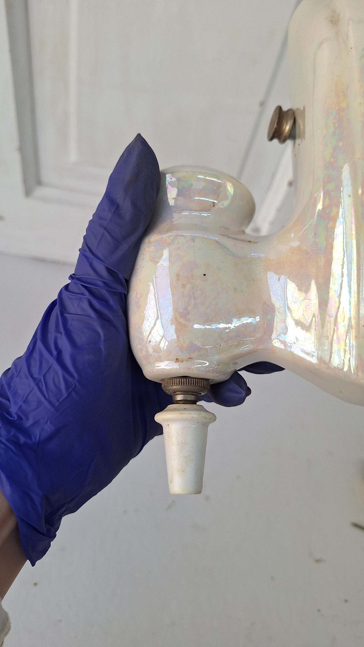 Iridescent Glaze Antique Sconce, Bathroom Vanity Vintage Porcelain Wall Light