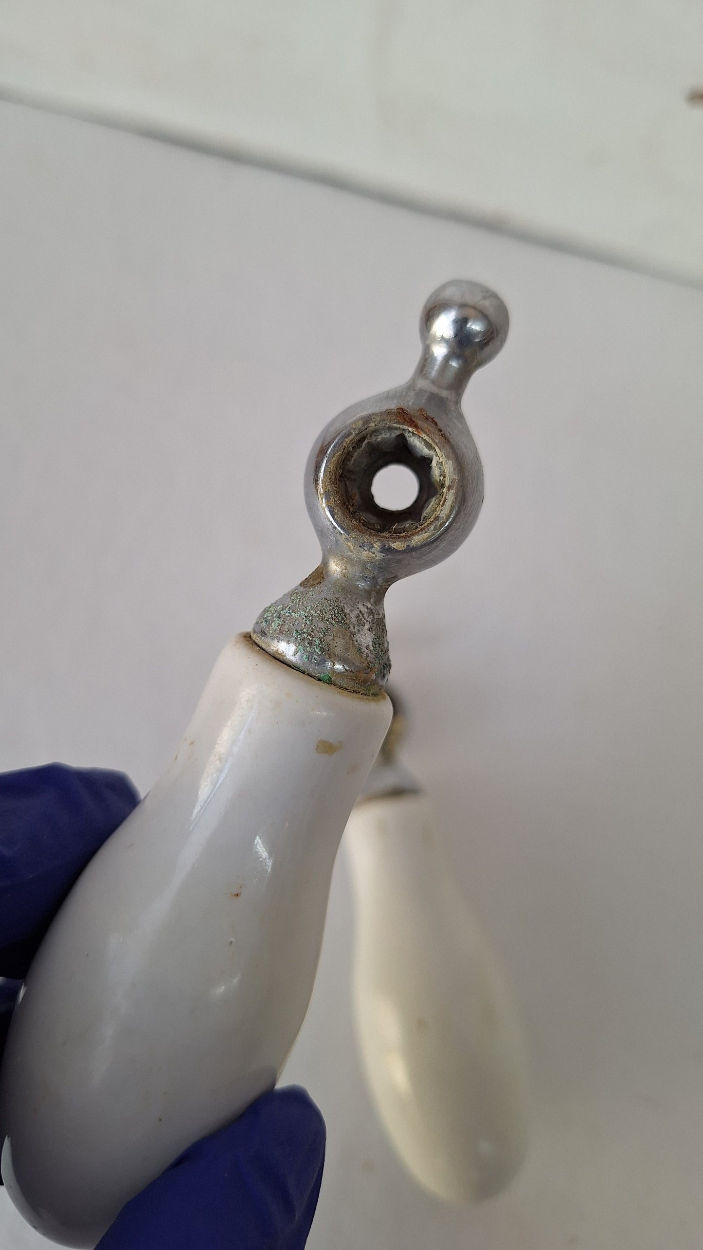Hot and Cold Antique Porcelain Sink Handles, Porcelain White Faucet Knobs