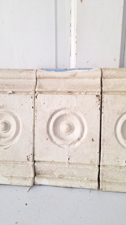 Set of Four Bullseye Trim Blocks, Antique Salvaged Corner Blocks