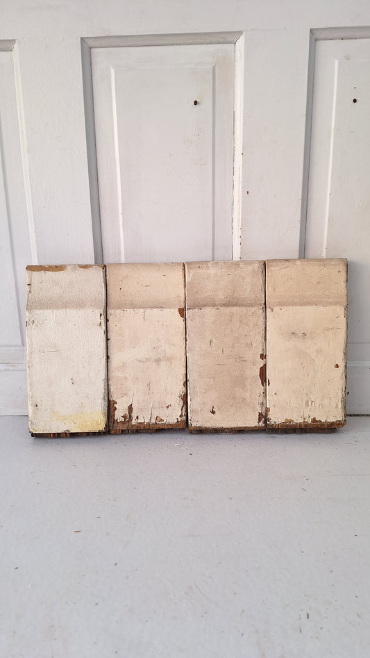 4 Carved Plinth Blocks, Salvaged Wood Base Trim Moldings