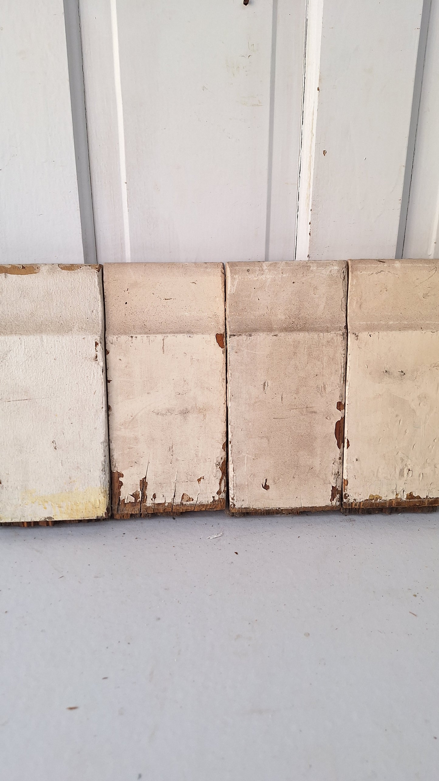 4 Carved Plinth Blocks, Salvaged Wood Base Trim Moldings