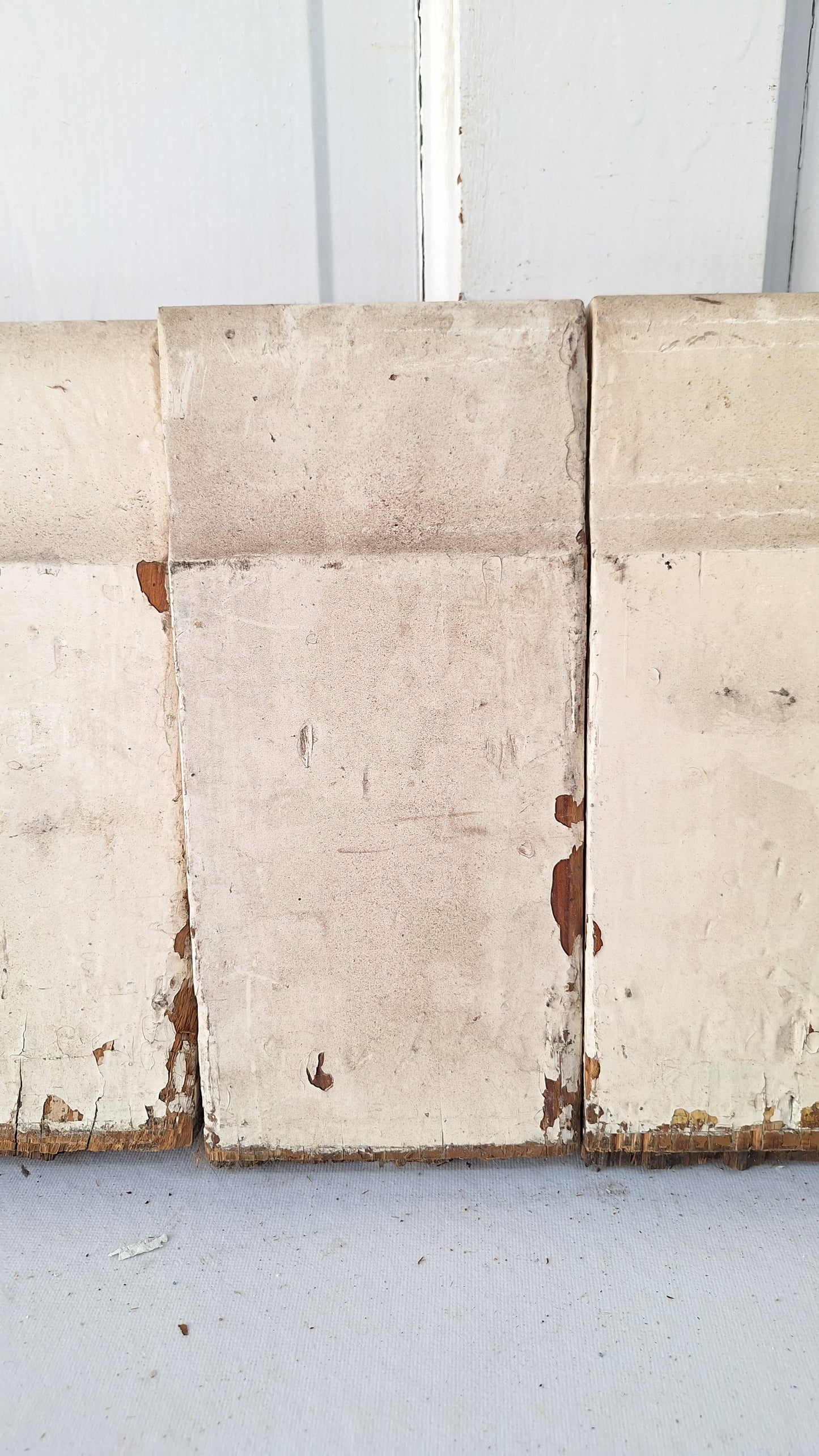 4 Carved Plinth Blocks, Salvaged Wood Base Trim Moldings