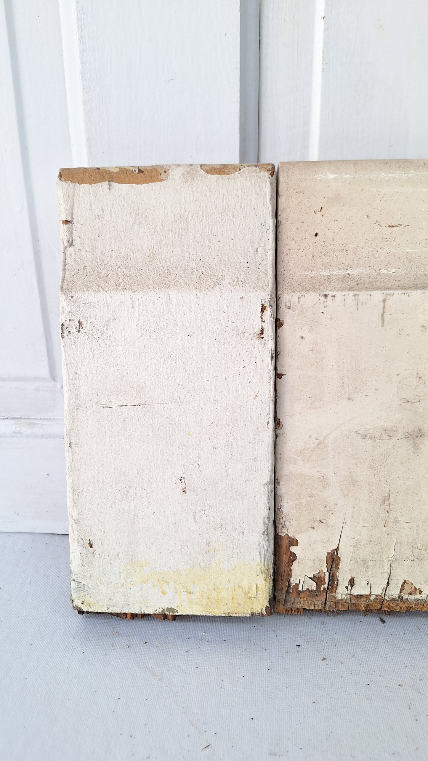 4 Carved Plinth Blocks, Salvaged Wood Base Trim Moldings