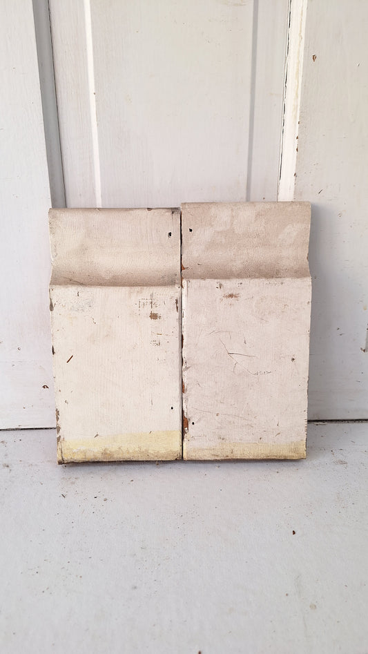 Pair of Carved Plinth Blocks, Salvaged Wood Base Trim Moldings