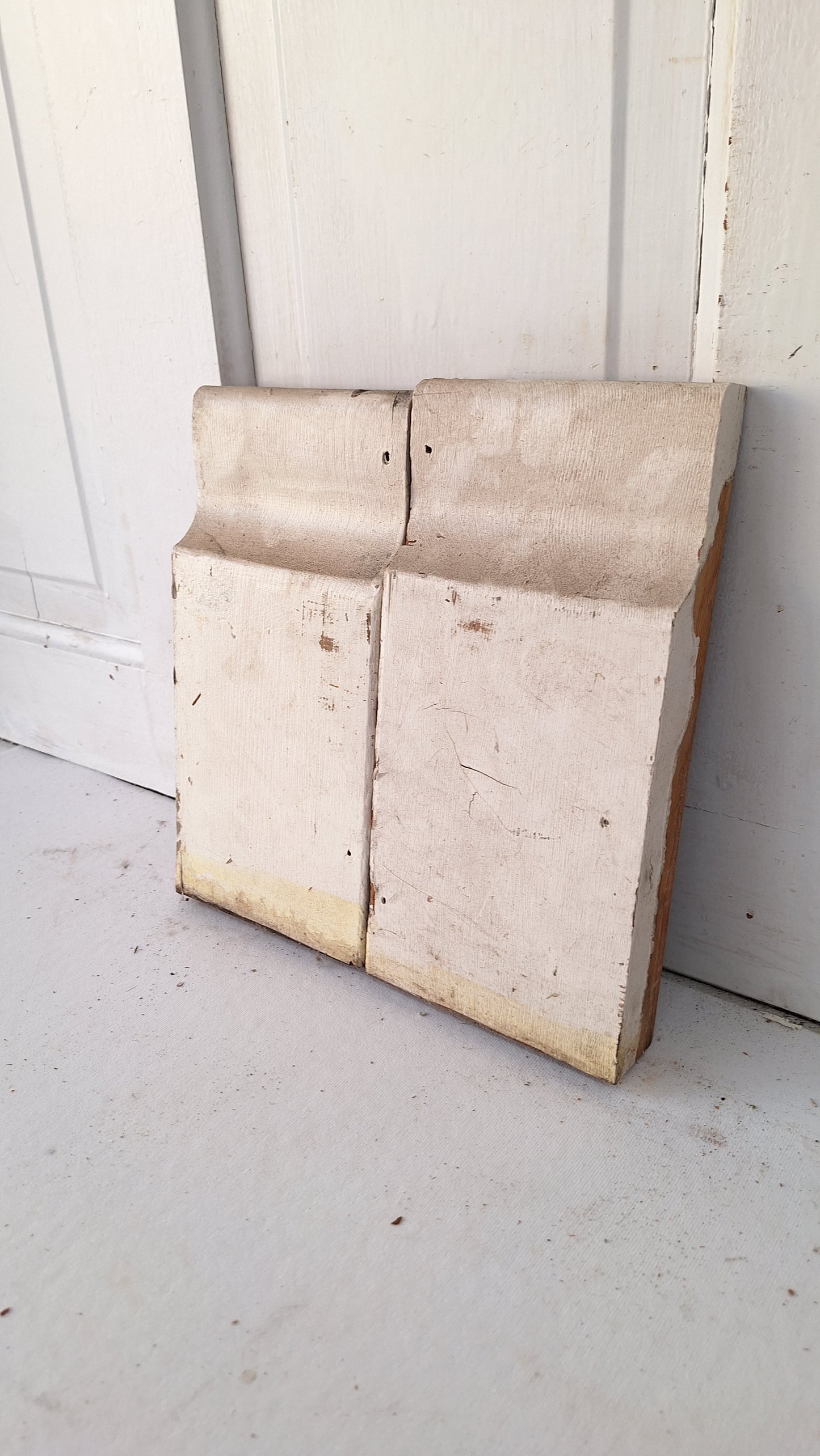 Pair of Carved Plinth Blocks, Salvaged Wood Base Trim Moldings