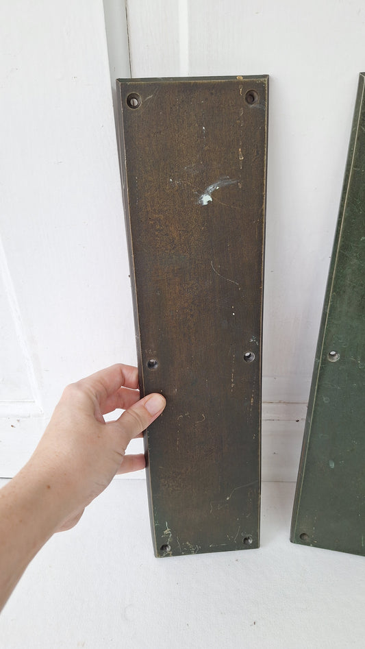 Large Push Plate Set for Swinging Doors, Cast Iron Vintage Push Plates