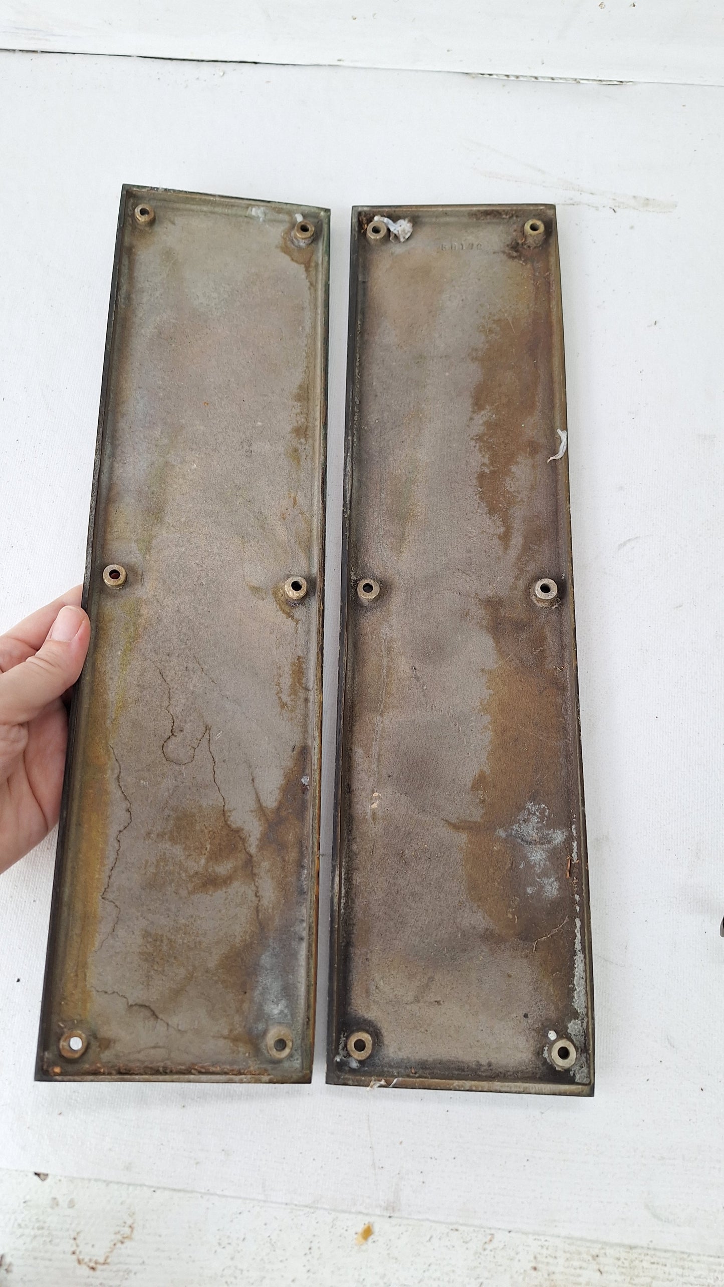 Large Push Plate Set for Swinging Doors, Cast Iron Vintage Push Plates