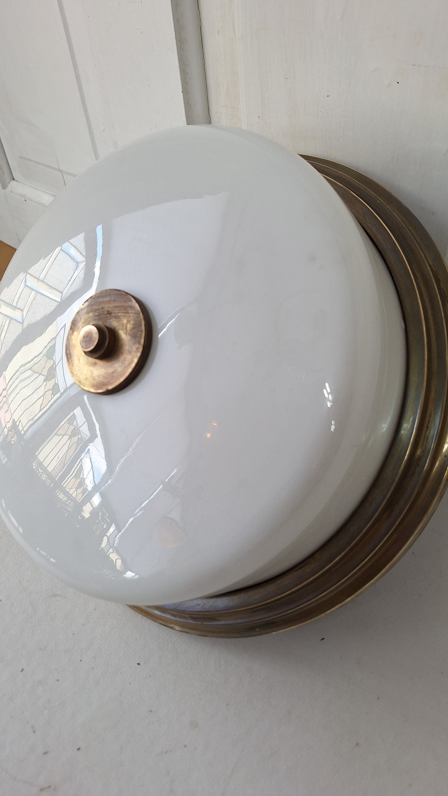 Beardslee Antique Ceiling Light; Flush Mount Salvaged Church Fixture