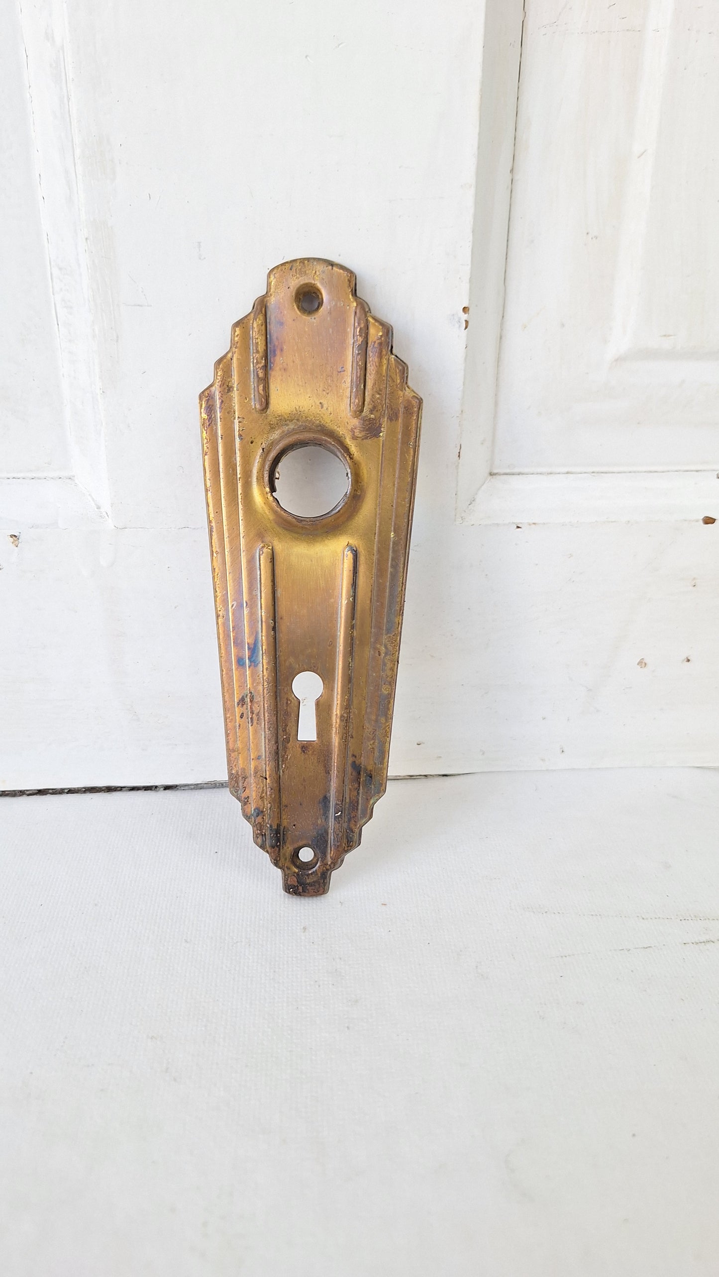 Single Art Deco Antique BackPlate, Antique Door Art Deco Hardware