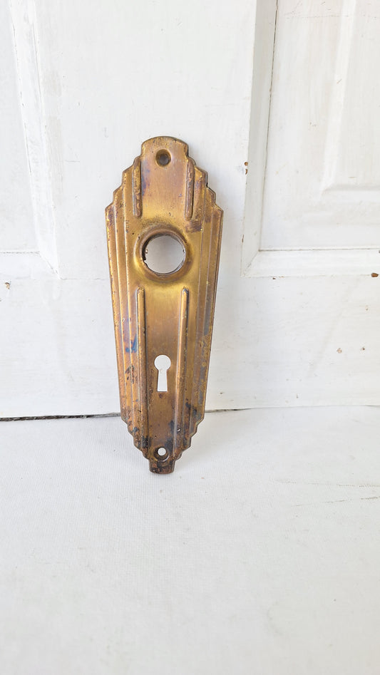 Single Art Deco Antique BackPlate, Antique Door Art Deco Hardware