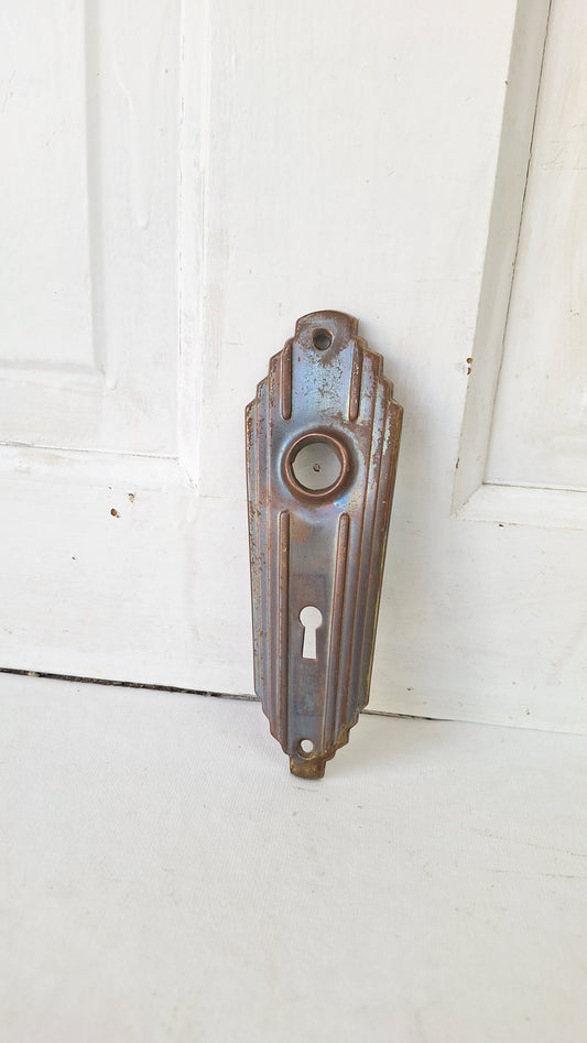Single Art Deco Antique BackPlate, Antique Door Art Deco Hardware