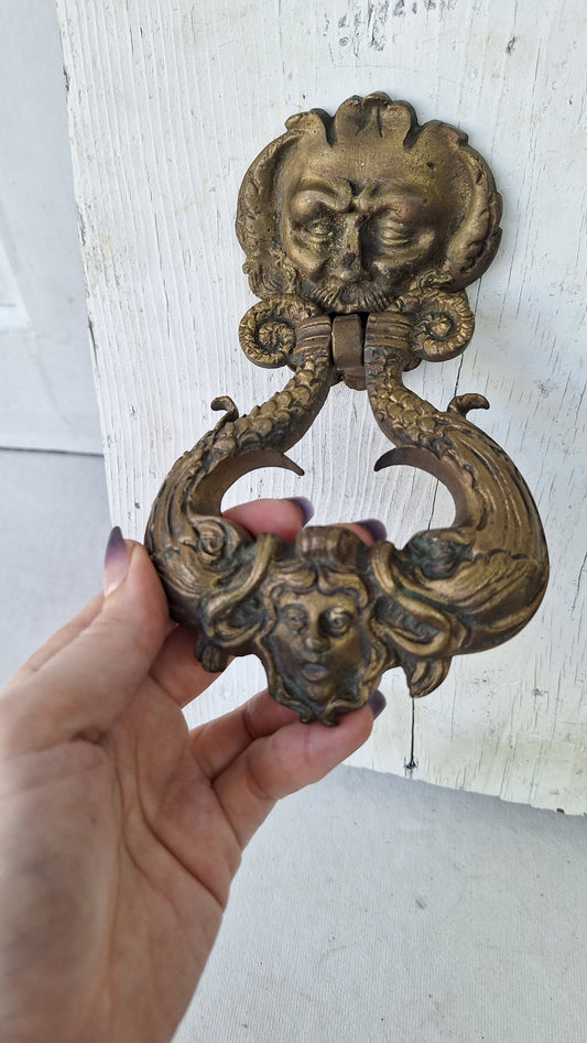 Antique Bronze Door Knocker, Mythical Creature Design Door Knocker Hardware