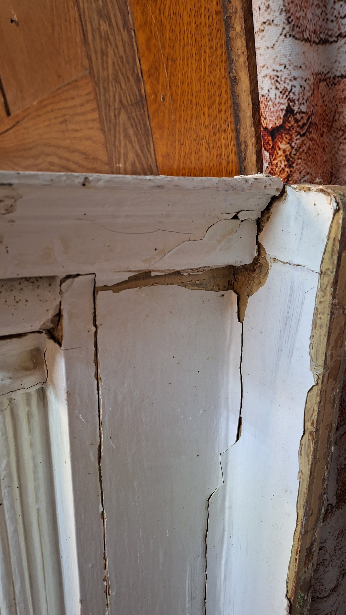 Antique Fireplace Mantel with Columns, White Painted Victorian Mantle