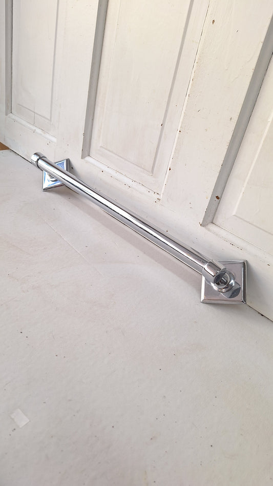 Kohler 22" Vintage Chrome Towel Bar, Art Deco Era Silver Bathroom Towel Bar