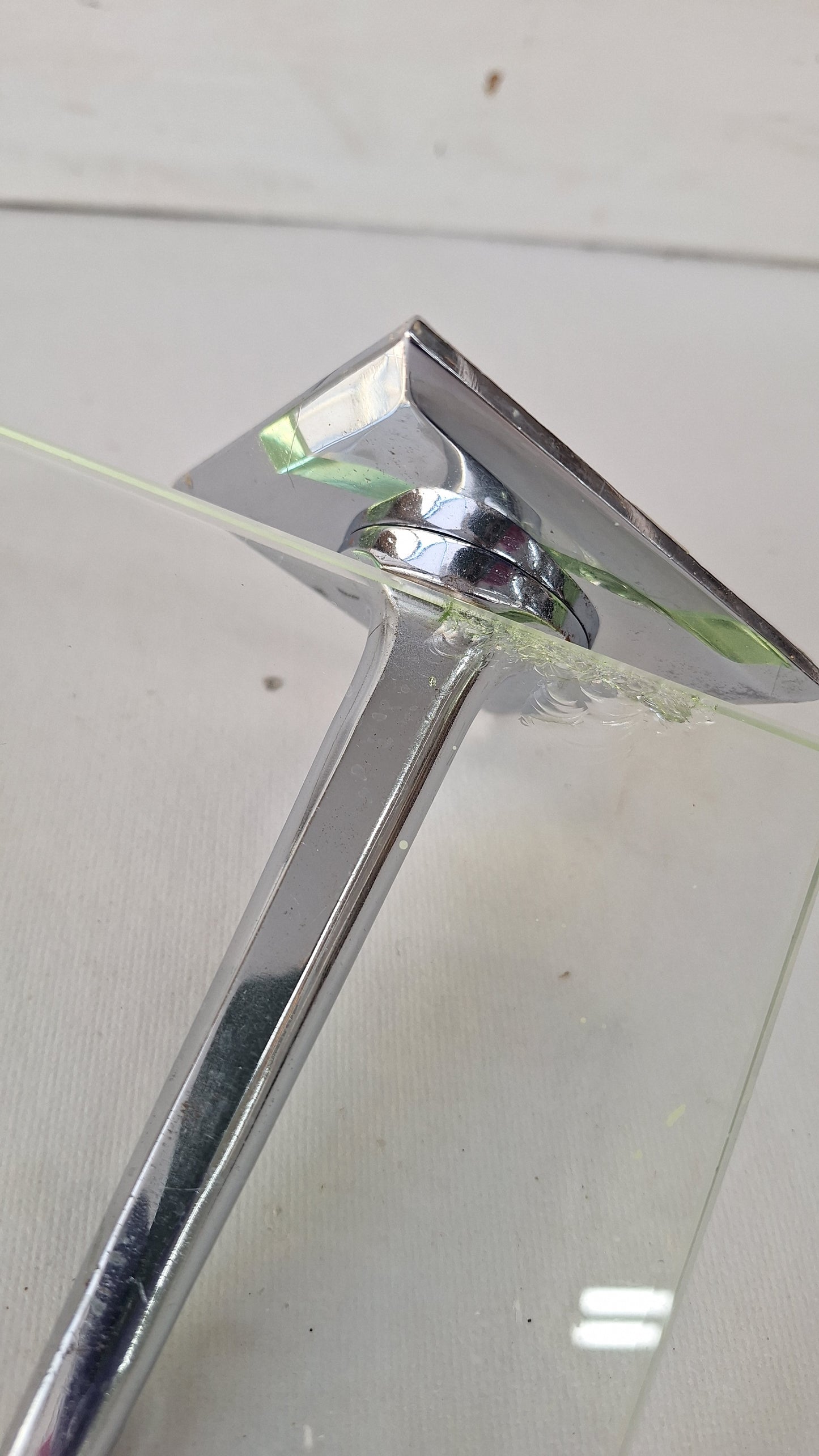 Vintage Kohler Glass Bathroom Shelf with Chrome Brackets, Vintage Glass Sink Shelf