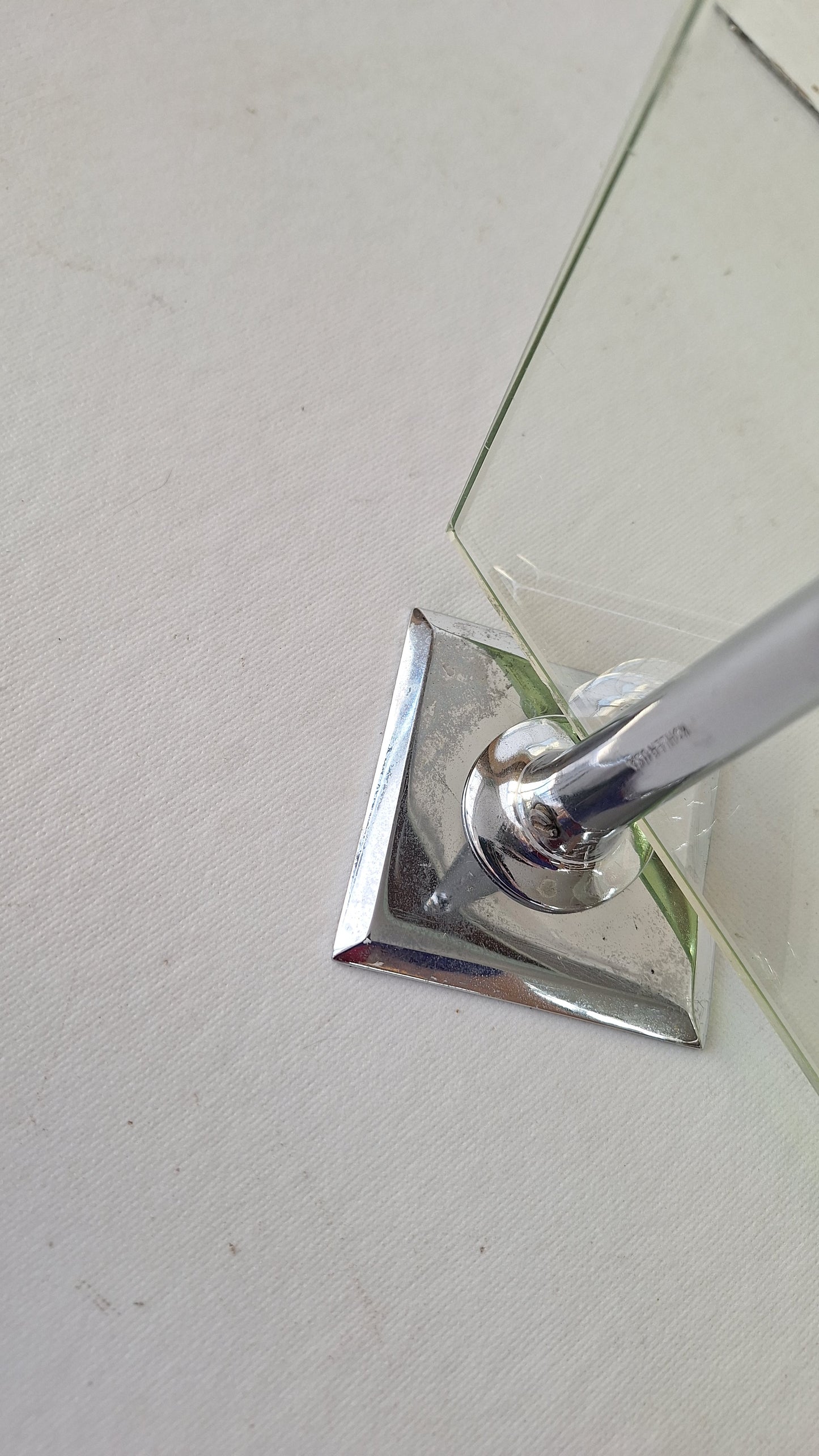 Vintage Kohler Glass Bathroom Shelf with Chrome Brackets, Vintage Glass Sink Shelf