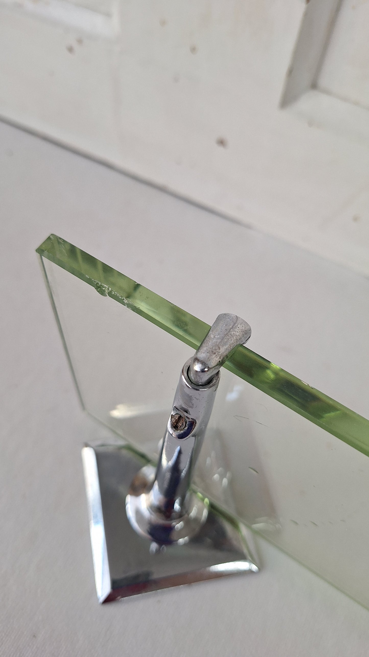 Vintage Kohler Glass Bathroom Shelf with Chrome Brackets, Vintage Glass Sink Shelf