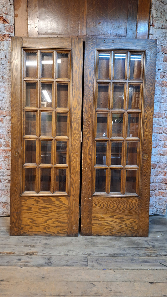 60 x 84" Antique French Door Pair, Set of French Double Glass Doors