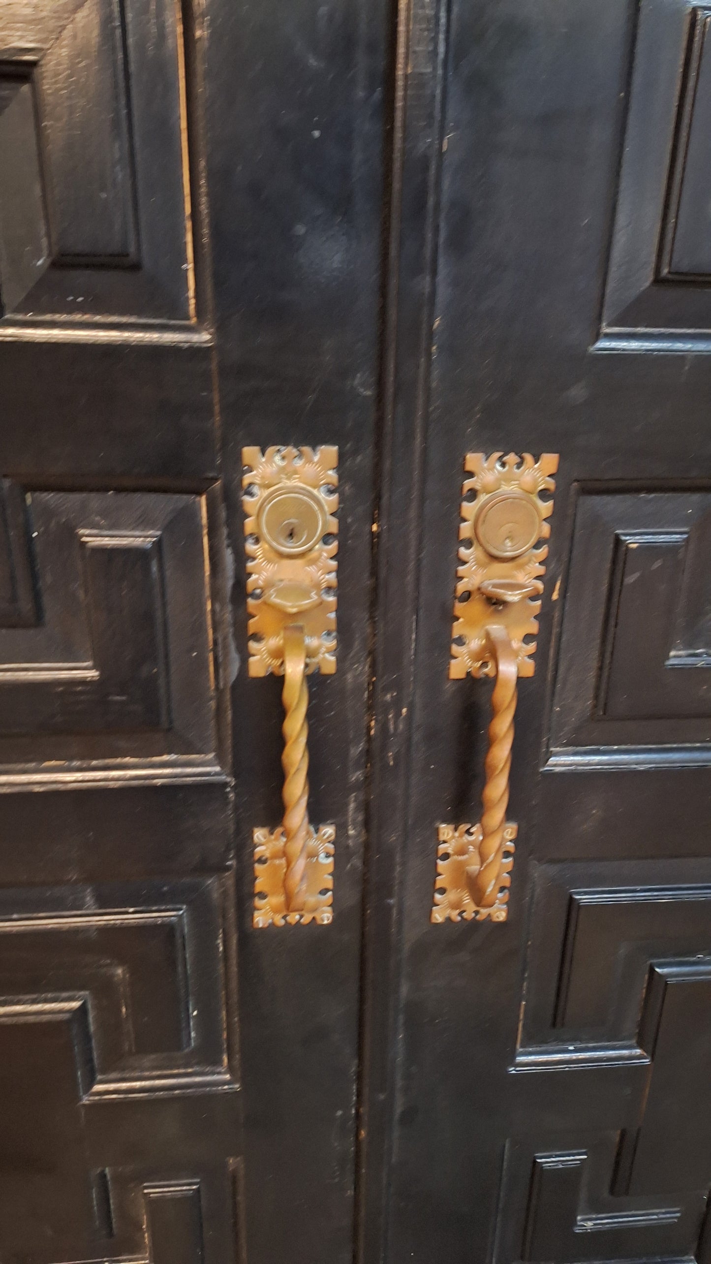 60" Pair of Mid Century Doors: Vintage MCM Paneled Double Entry Doors