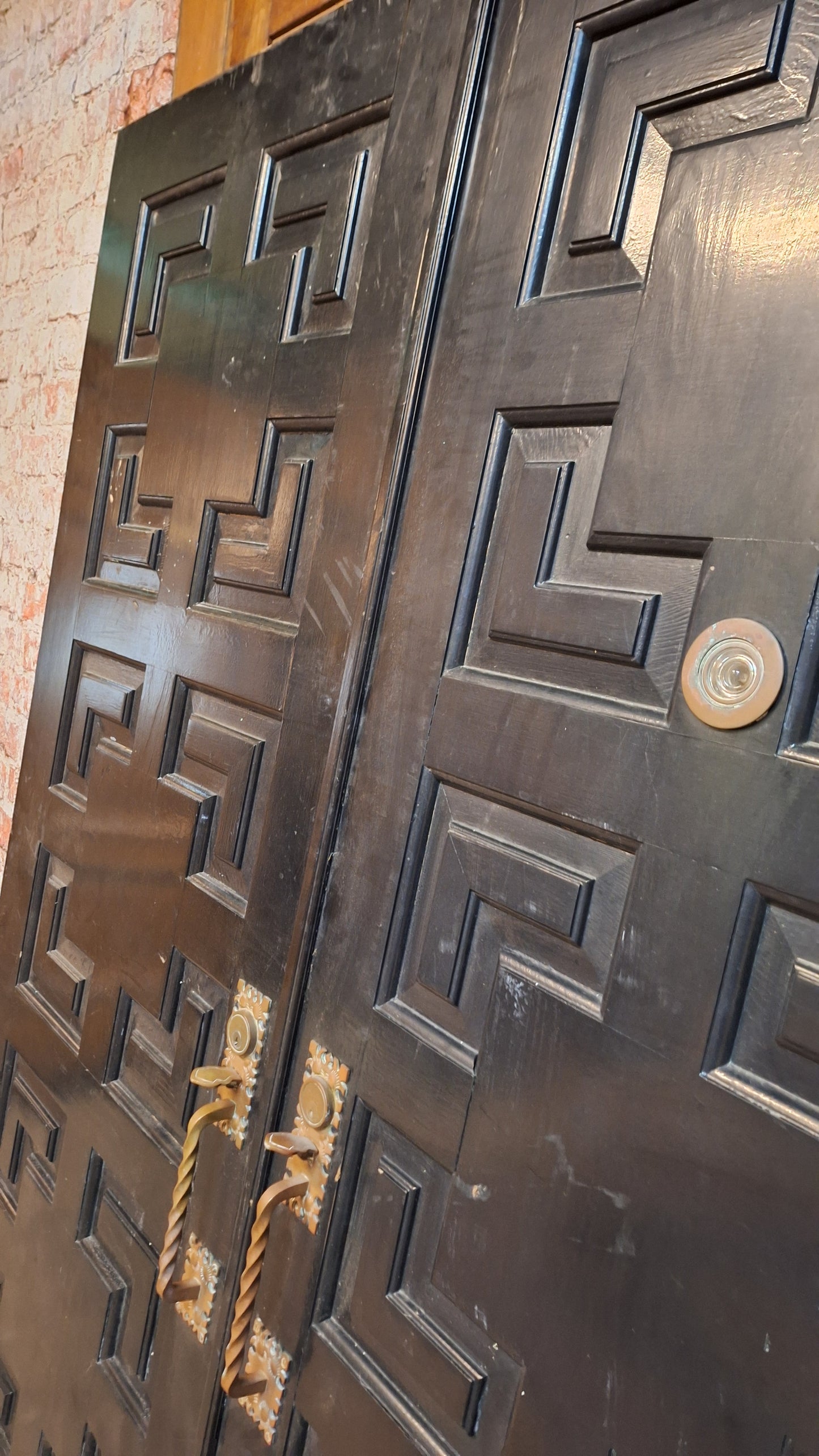 60" Pair of Mid Century Doors: Vintage MCM Paneled Double Entry Doors