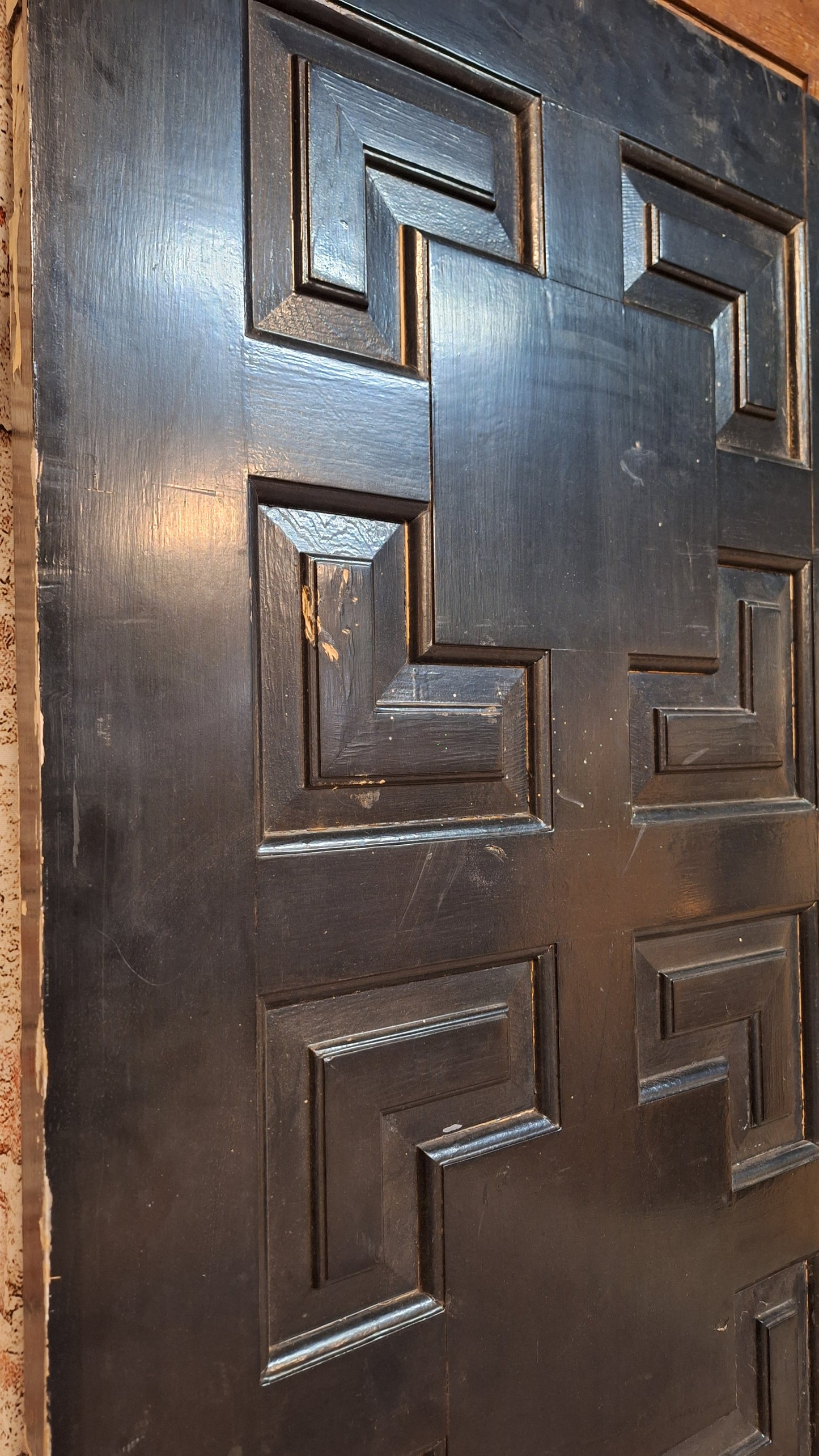 60" Pair of Mid Century Doors: Vintage MCM Paneled Double Entry Doors