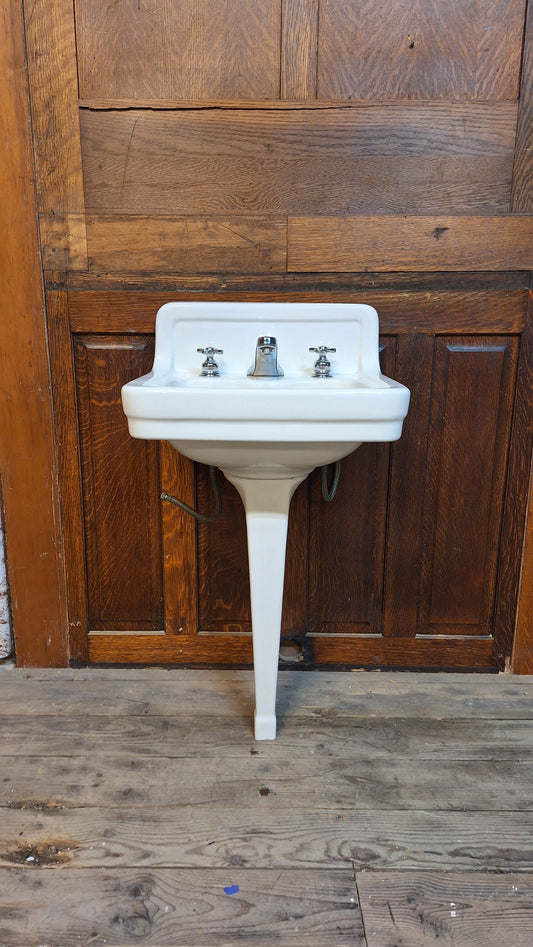 Vintage Peg Leg Sink: Porcelain 1930s Pedestal Sink