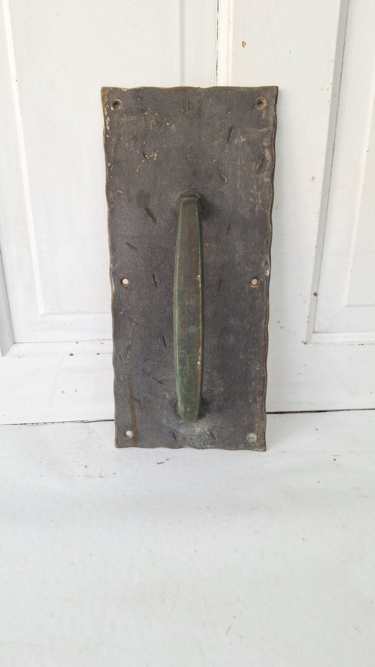 Vintage Hammered Iron Door Pull Handles: Tudor Swinging Door Plates